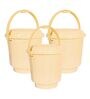 13 Ltrs Cream Plastic Bucket with Lid (Set of  3)