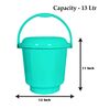 13 Ltrs Mint Green Plastic Bucket with Lid (Set of  3)