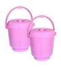 13 Ltrs Pink Plastic Bucket with Lid (Set of  2)