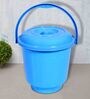 13 Ltrs Sky Blue Plastic Bucket with Lid (Set of  2)