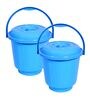 13 Ltrs Sky Blue Plastic Bucket with Lid (Set of  2)