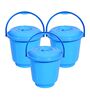 13 Ltrs Sky Blue Plastic Bucket with Lid (Set of  3)