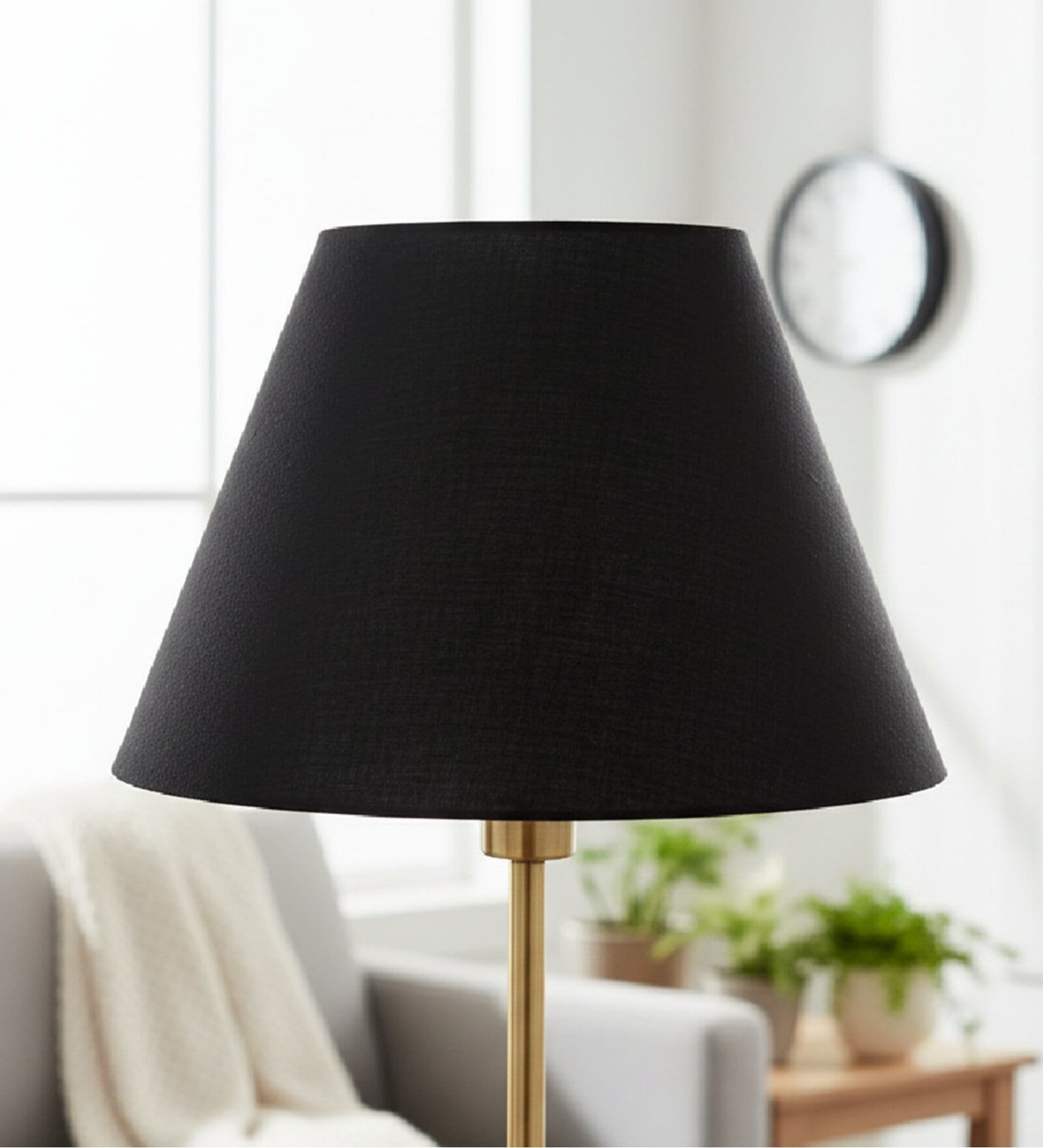 14-Inch Black Fabric Conical Lampshade
