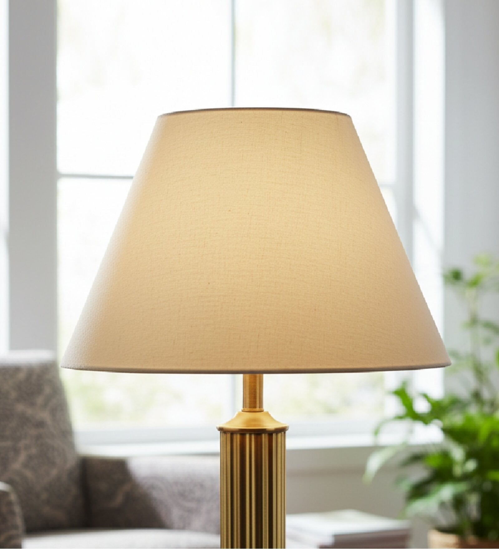 14-Inch Cream Fabric Conical Lampshade
