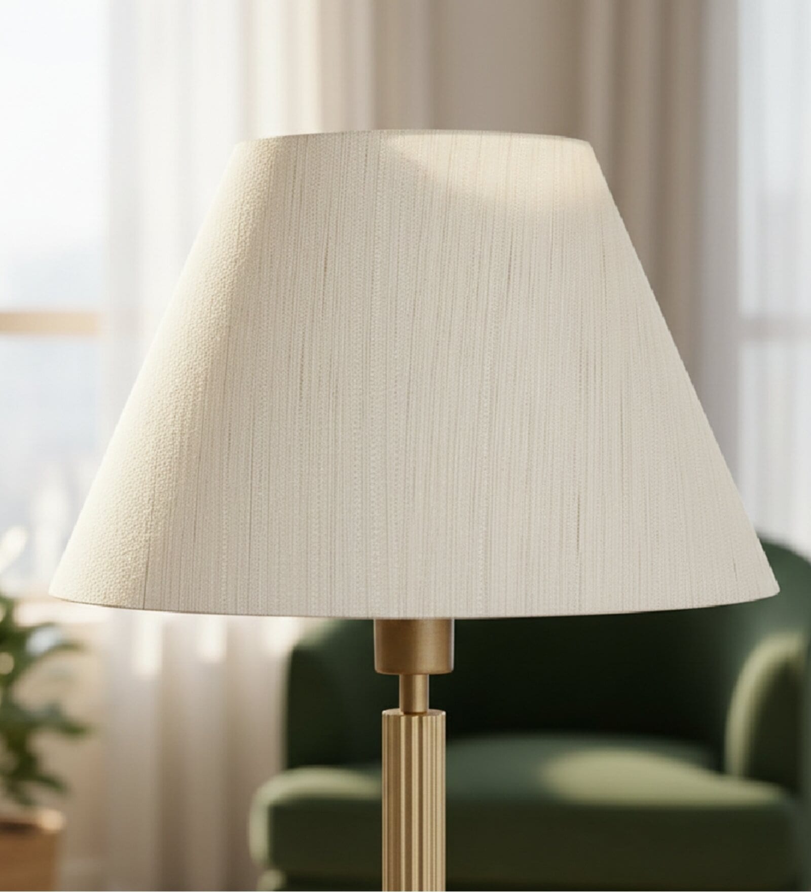 14-Inch Cream Texture Fabric Conical Lampshade