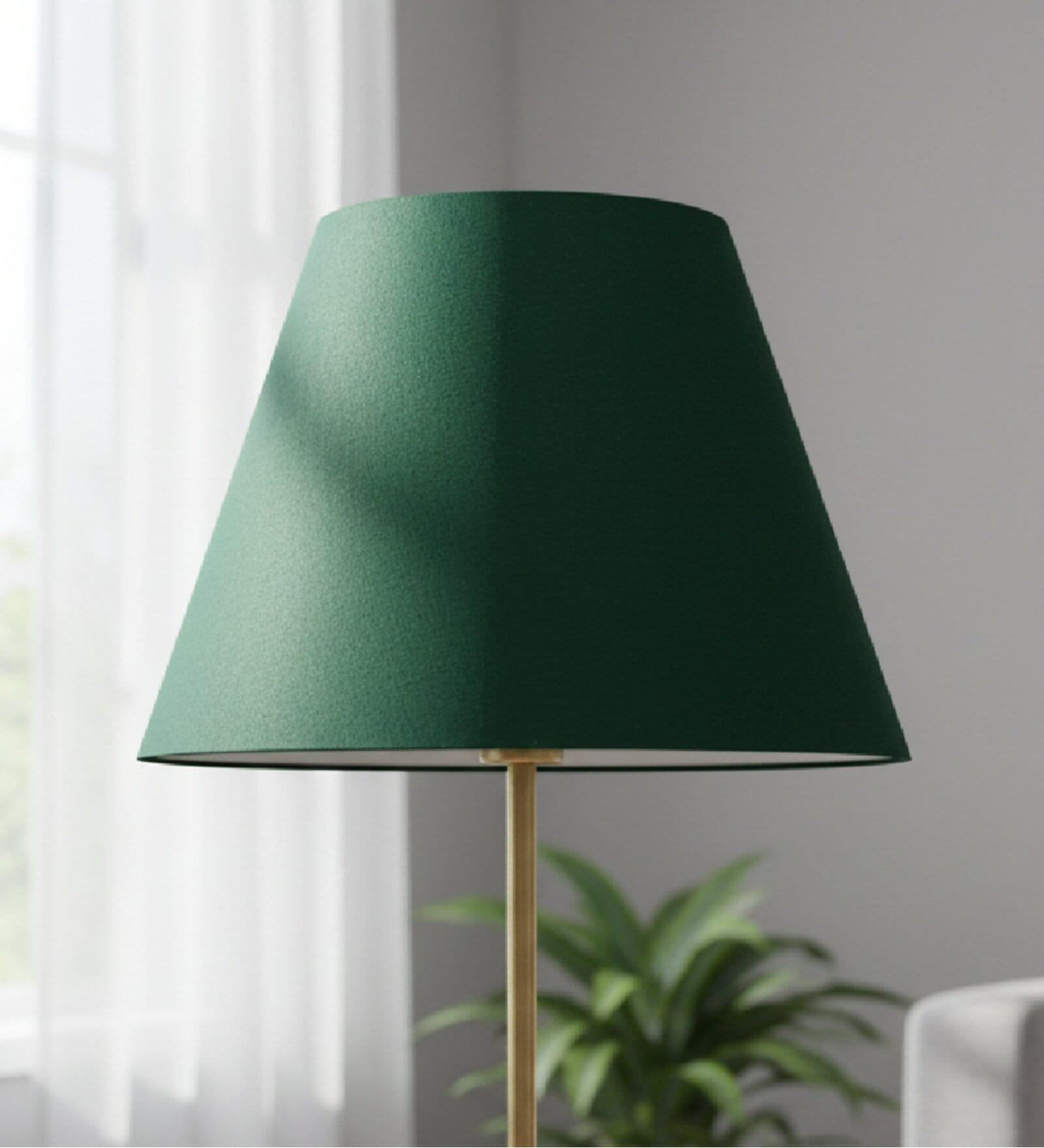 14-Inch Dark Green Fabric Conical Lampshade
