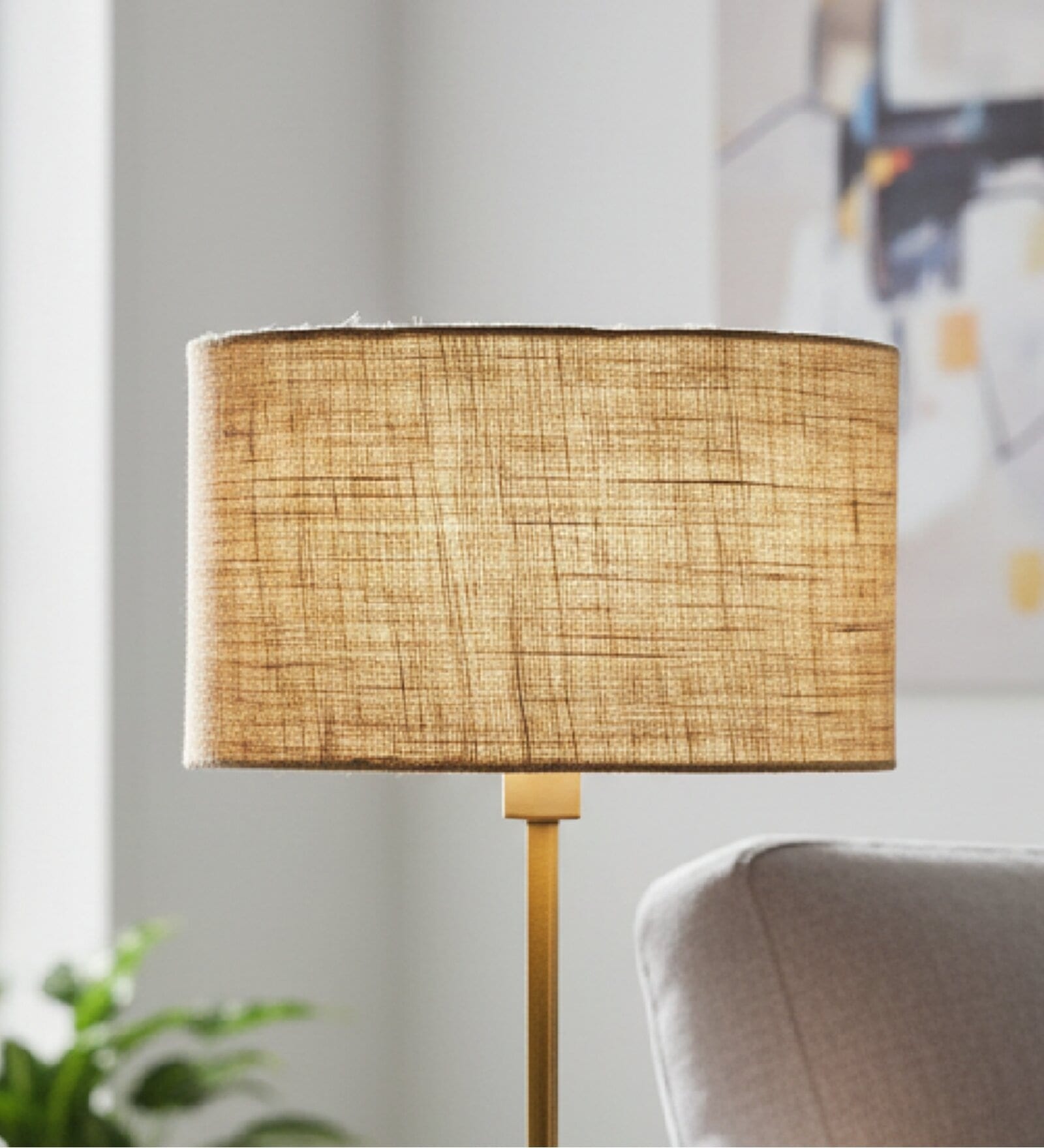 14-Inch Natural Jute Fabric Drum Lampshade