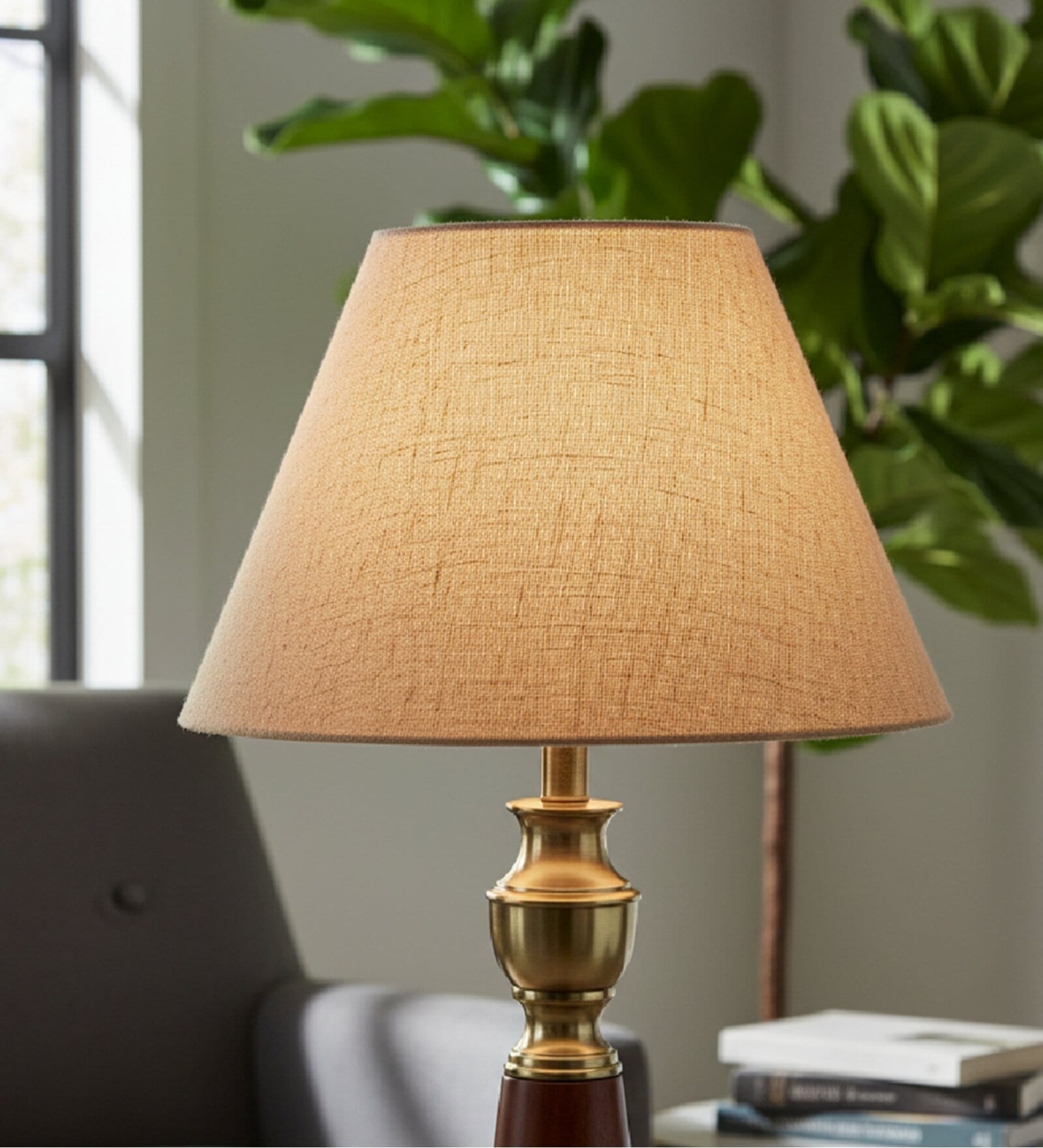 14-Inch Premium Jute Fabric Conical Lampshade