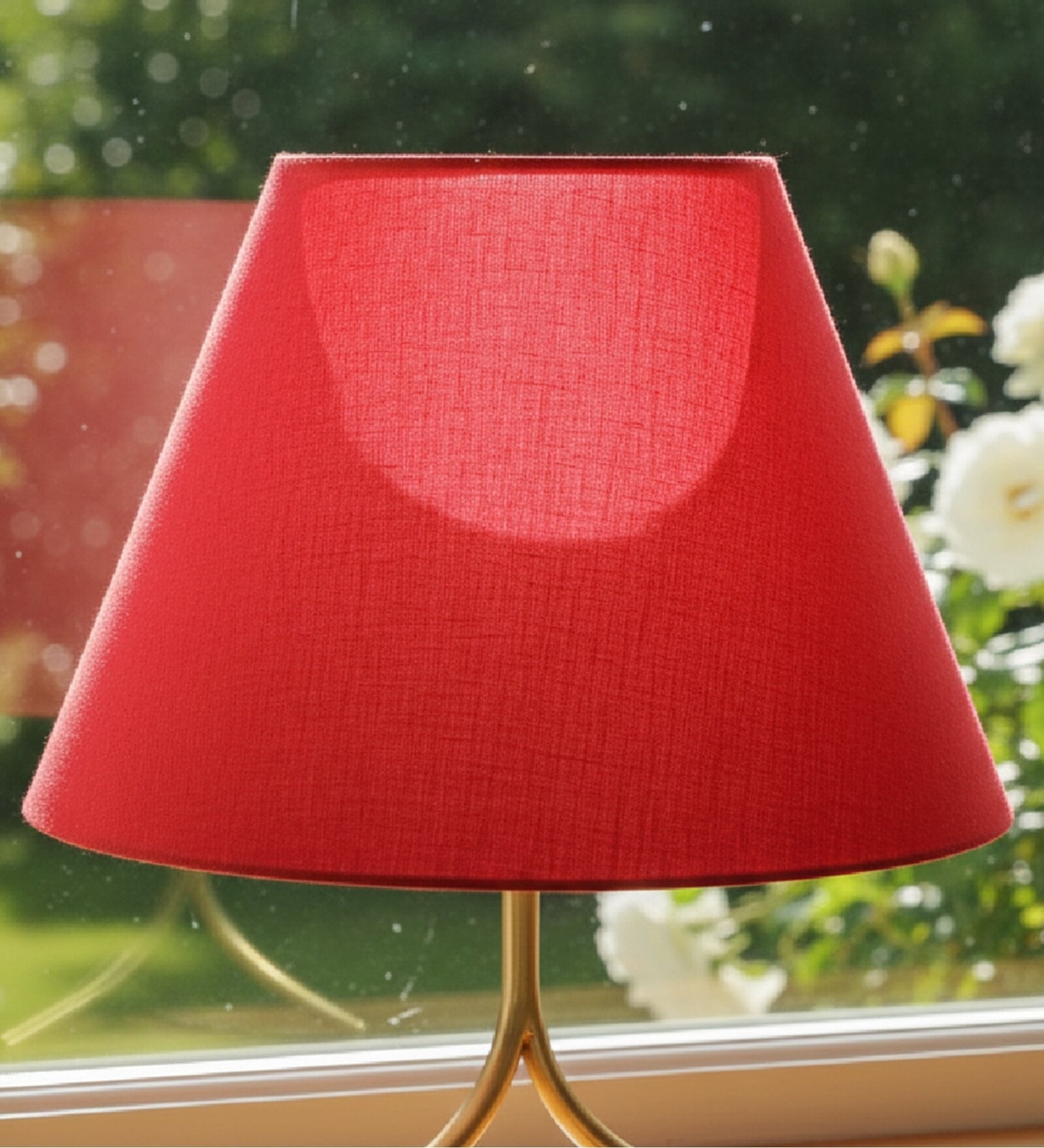 14-Inch Red Fabric Conical Lampshade