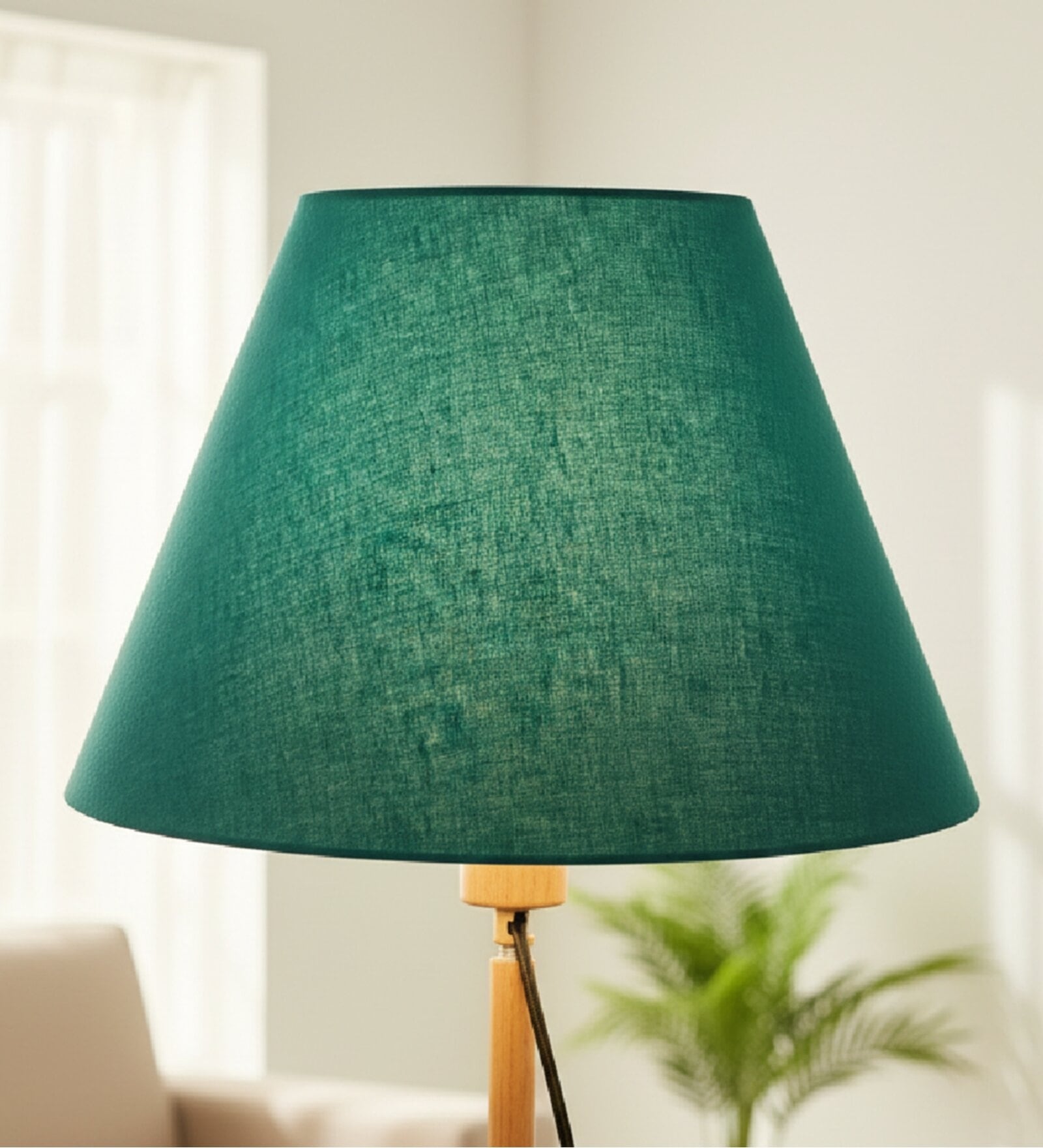 14-Inch Teal Fabric Conical Lampshade