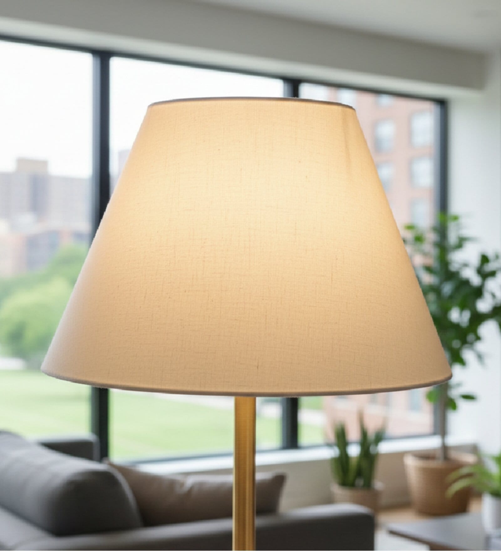 14-Inch White Fabric Conical Lampshade