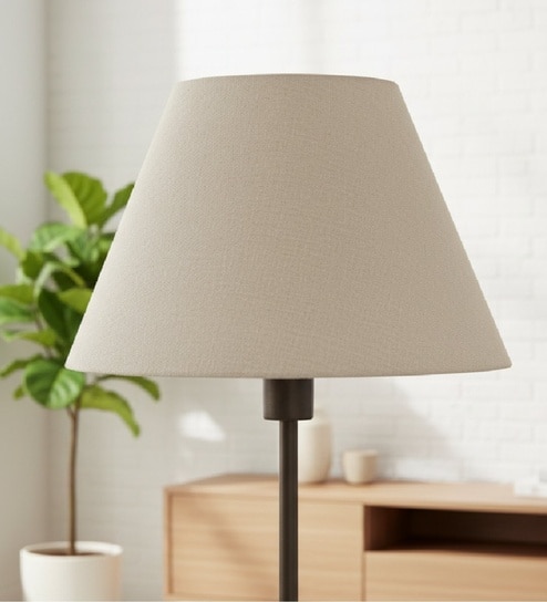 14-Inch Beige Fabric Conical Lampshade