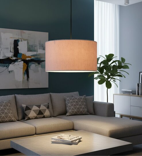 14-Inch Flex Fabric Drum Pendant Light, Modern Hanging Ceiling Lamp