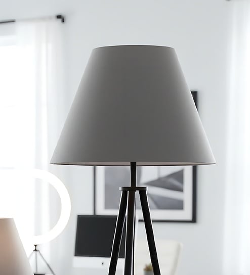 14-Inch Grey Fabric Conical Lampshade