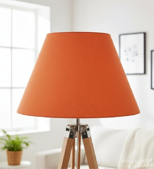 14-Inch Orange Fabric Conical Lampshade