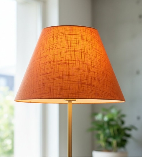 14-Inch Orange Texture Fabric Conical Lampshade