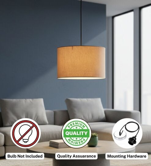 btr crafts 14-Inch Premium Jute Fabric Drum Pendant Light, Modern Hanging Ceiling Lamp for Living Room, Bedroom, Dining Room & Home Decor, Silver Canopy-picture-16
