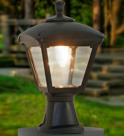 14-Inch Victorian Outdoor Gate Light | Durable Black Polycarbonate Post Lamp