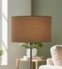 14-Inch Beige Fabric Drum Lampshade