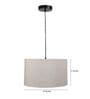 14-Inch Beige Fabric Drum Pendant Light, Modern Hanging Ceiling Lamp