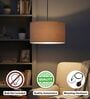 14-Inch Beige Fabric Drum Pendant Light