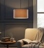 14-Inch Beige Fabric Drum Pendant Light