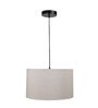 14-Inch Beige Fabric Drum Pendant Light, Modern Hanging Ceiling Lamp