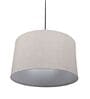 14-Inch Beige Fabric Drum Pendant Light, Modern Hanging Ceiling Lamp