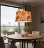 14-Inch Bird & Floral Printed Fabric Drum Pendant Light, Modern Hanging Ceiling Lamp