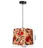 14-Inch Bird & Floral Printed Fabric Drum Pendant Light, Modern Hanging Ceiling Lamp