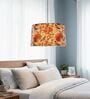 14-Inch Bird & Floral Printed Fabric Drum Pendant Light, Modern Hanging Ceiling Lamp