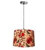14-Inch Bird & Floral Printed Fabric Drum Pendant Light