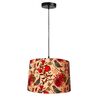 14-Inch Bird & Floral Printed Fabric Drum Pendant Light, Modern Hanging Ceiling Lamp