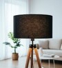14-Inch Black Fabric Drum Lampshade