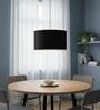 14-Inch Black Fabric Drum Pendant Light, Modern Hanging Ceiling Lamp