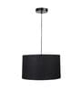 14-Inch Black Fabric Drum Pendant Light, Modern Hanging Ceiling Lamp