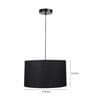 14-Inch Black Fabric Drum Pendant Light, Modern Hanging Ceiling Lamp