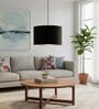 14-Inch Black Fabric Drum Pendant Light