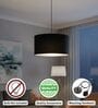 14-Inch Black Fabric Drum Pendant Light, Modern Hanging Ceiling Lamp