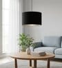 14-Inch Black Fabric Drum Pendant Light, Modern Hanging Ceiling Lamp