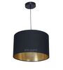 14-Inch Black Gold Fabric Drum Pendant Light, Modern Hanging Ceiling Lamp