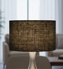 14-Inch Black Jute Fabric Drum Lampshade