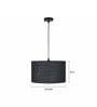 14-Inch Black Jute Fabric Drum Pendant Light, Modern Hanging Ceiling Lamp