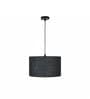 14-Inch Black Jute Fabric Drum Pendant Light, Modern Hanging Ceiling Lamp