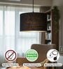 14-Inch Black Jute Fabric Drum Pendant Light
