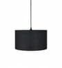 14-Inch Black Jute Fabric Drum Pendant Light, Modern Hanging Ceiling Lamp