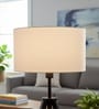 14-Inch Cream Fabric Drum Lampshade