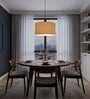 14-Inch Cream Fabric Drum Pendant Light, Modern Hanging Ceiling Lamp