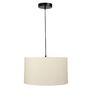 14-Inch Cream Fabric Drum Pendant Light, Modern Hanging Ceiling Lamp