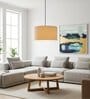 14-Inch Cream Fabric Drum Pendant Light, Modern Hanging Ceiling Lamp